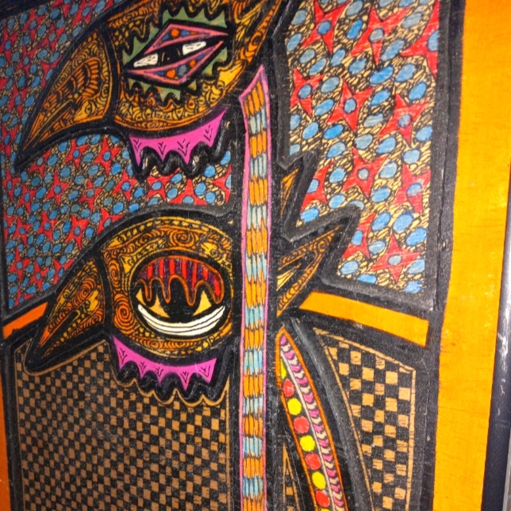 Hand painted & carved african art 3D painting